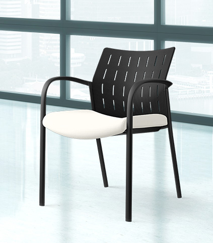 Achieve multipurpose chair, Momentum Silica Tech Tanzanite, plastic back, fixed loop arms