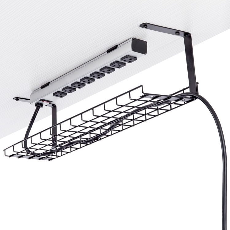 Mount-It! Black Under Desk Cable Tray, Wire Management Basket for